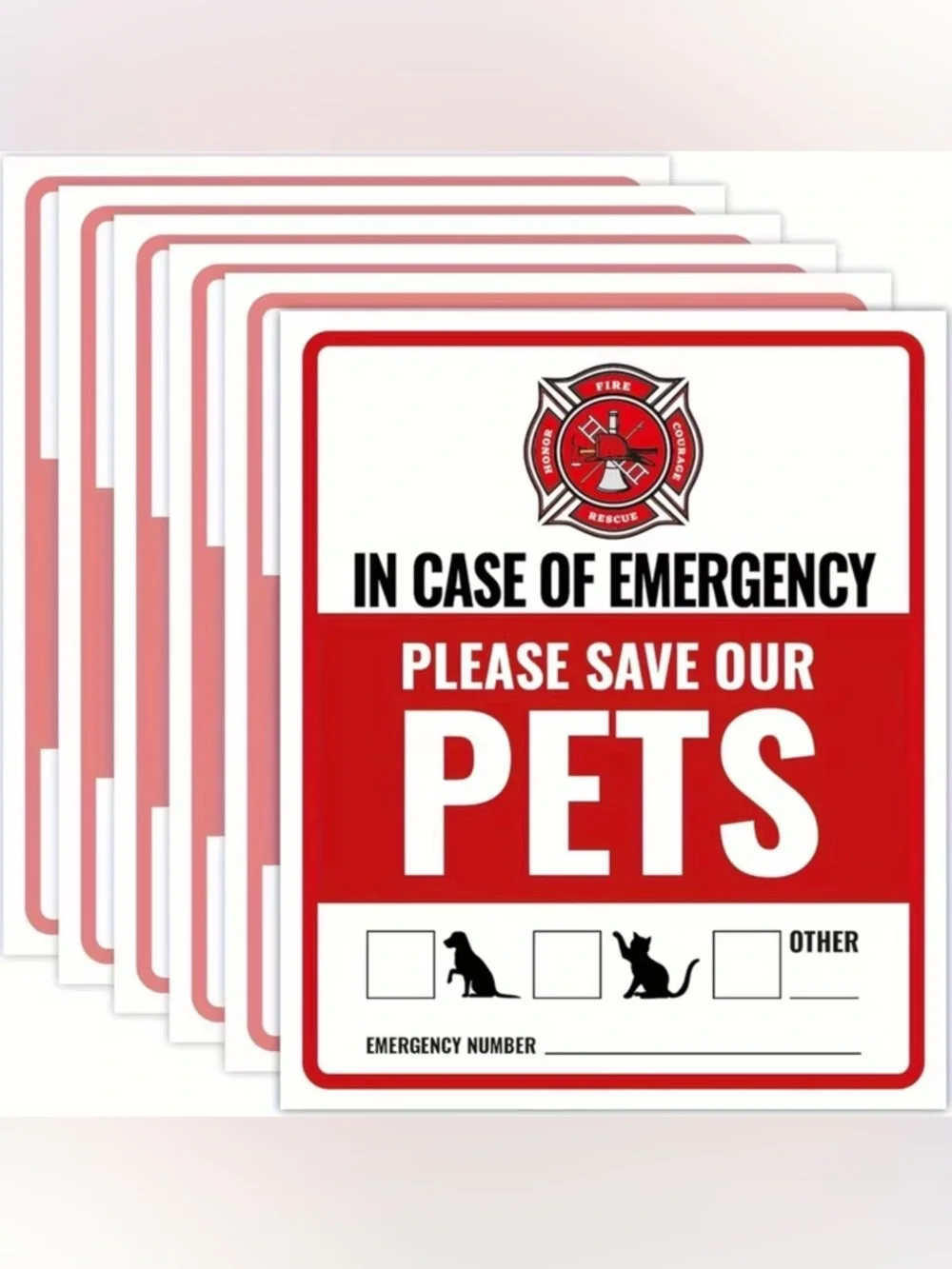 Please Save Our Pets Emergency Sign - Red & White